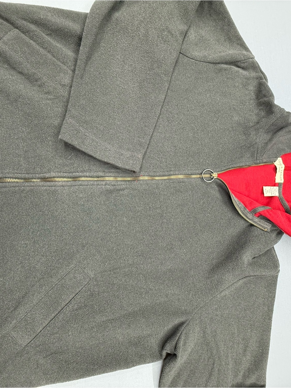 Lord & Taylor Gray Utility Jacket with Red Lining